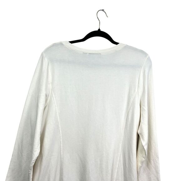 Susan Graver Weekend Womens‎ Sweater Round Neck Pockets Long Sleeve Cream Sz L - Picture 6 of 6